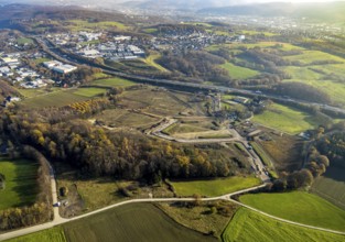 Aerial view, development of new industrial estate between Schwelmer Straß0e motorway A1,