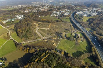 Aerial view, development of new industrial estate between Schwelmer Straß0e motorway A1,