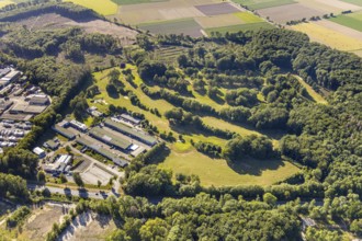 Aerial photo, TÜV NORD test centre Wickede Werl, Relax power plant, golf course Golfclub-Werl,