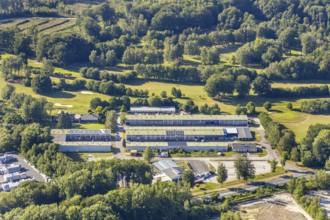 Aerial view, Werl, TÜV NORD test centre Wickede Werl, Relax power station, golf course