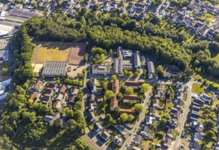 Aerial view, Gerken sports hall and sports field, Wickede secondary school, Wickede (Ruhr), North