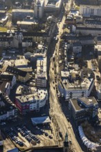 Aerial view, city centre view main street Ruhrstraße, Kornmarkt, Witten-Mitte, Witten,