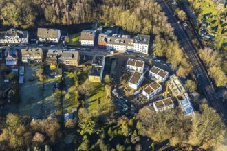 Aerial view, construction site and new development area Wohnen Am Park, Ledderken, Witten-Mitte,