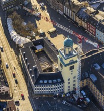 Aerial view, construction site renovation Witten town hall, town hall square, Witten-Mitte, Witten,