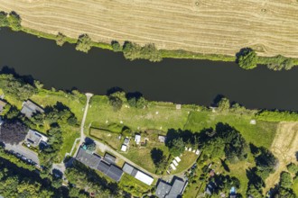 Aerial view, river Ruhr, possible natural outdoor pool on the riverside road, Witten, Ennepe-Ruhr