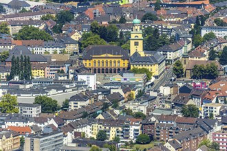 Aerial view, Witten town hall, city centre view, St. John's Church, Witten, Ennepe-Ruhr district,