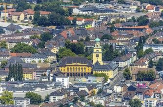 Aerial view, Witten town hall, city centre view, St. John's Church, Witten, Ennepe-Ruhr district,