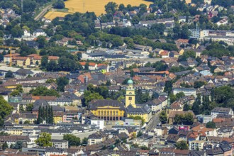 Aerial view, Witten town hall, city centre view, St. John's Church, Witten, Ennepe-Ruhr district,