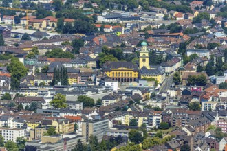 Aerial view, Witten town hall, city centre view, St. John's Church, Witten, Ennepe-Ruhr district,