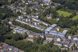 Aerial view, Rigeikenhof assisted living, Bommern Protestant Church, Witten, Ennepe-Ruhr district,