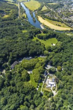 Aerial view, excursion destination Hohenstein, Hotel Haus Hohenstein, Hohenstein petting zoo, Ruhr