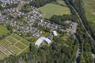Aerial view, new Haus Buschey retirement home, Lutherhaus nursing home, Bommern, Witten,