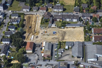 Aerial view, construction site of new residential area, former Schüren nursery, Bebbelsdorf,