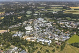 Aerial view, construction site of new campus building, Witten Herdecke University, Witten,