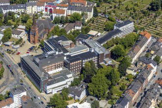 Aerial view, Marien Hospital Witten, St Mary's Church, Catholic cemetery at St Mary's Church,