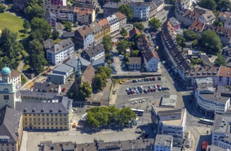 Aerial view, Kornmarkt, Johannisviertel, Witten town hall, Ev.-Luth. Johannis church, city centre