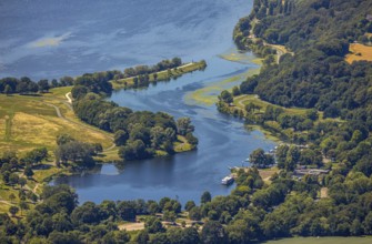 Aerial view, Lake Kemnader, Witten, Ennepe-Ruhr district, Ruhr area, North Rhine-Westphalia,