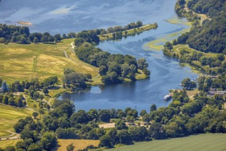 Aerial view, Lake Kemnader, Witten, Ennepe-Ruhr district, Ruhr area, North Rhine-Westphalia,