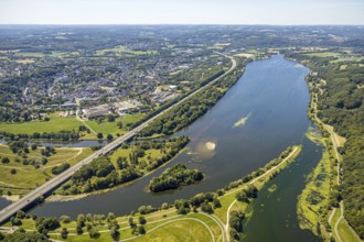 Aerial view, Lake Kemnader, view of Herbede, Witten, Ennepe-Ruhr district, Ruhr area, North