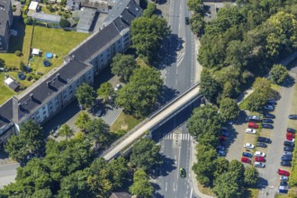 Aerial view, cycle path and hiking trail, Rheinischer Esel bridge, Annenstraße, Witten, Ennepe-Ruhr