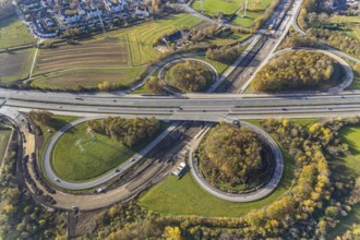 Aerial view, construction site motorway junction Dortmund Witten, A45 and A44, Persebeck, Dortmund,