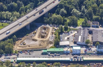 Aerial view, construction site at Wittener Straße 164, Wittener Straße industrial estate, GPG Gase