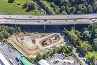 Aerial view, construction site at Wittener Straße 164, Wittener Straße industrial estate, GPG Gase