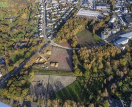 Aerial view, Witten/Herdecke University, construction site of planned multi-storey car park at ZBZ
