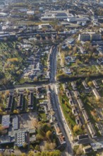 Aerial view, construction site Pferdebachstraße to evang. hospital, railway crossing Ziegelstraße,