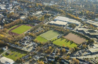 Aerial view, Wullenstadion, training grounds, Witten, Ruhr area, North Rhine-Westphalia, Germany