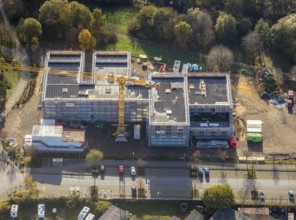 Aerial view, Witten/Herdecke University, new library building campus, Annen, Witten, Ruhr area,