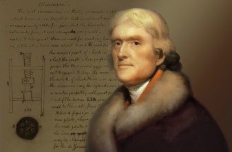 Portrait of Thomas Jefferson, 1743 - 1826, third president of the United States, digitally