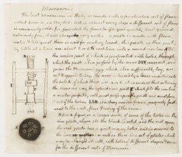 Jefferson's drawing of a macaroni machine and instructions for making pasta, ca. 1787, Thomas