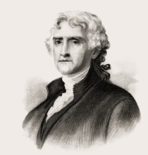 Portrait of Thomas Jefferson, 1743 - 1826, third president of the United States and principal