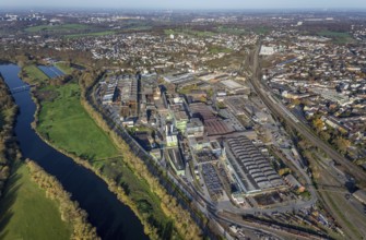 Aerial view, Deutsche Edelstahlwerke, river Ruhr, view of Witten, Ruhr area, North