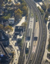 Aerial view, Witten main railway station, Bergerstraße bus station, centre, Witten, Ruhr area,