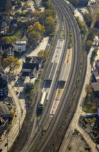 Aerial view, Witten main railway station, Bergerstraße bus station, centre, Witten, Ruhr area,