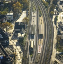 Aerial view, Witten main railway station, Bergerstraße bus station, centre, Witten, Ruhr area,