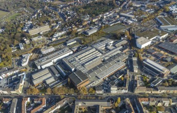 Aerial view, ZF Industrieantriebe Witten GmbH, construction site for the extension of