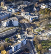 Aerial view, construction site, extension of Pferdebachstraße, Witten-Ost development area, former