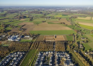 Aerial photo, construction site for sports field at school centre, Tersteegenstraße, school centre,