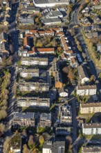 Aerial view, view of Neukirchen, Hochstraße, Andreas-Bräm-Straße, residential buildings,