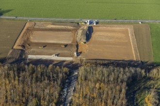 Aerial photo, construction site for sports field at the school centre, Tersteegenstraße,