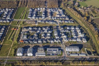Aerial view, Dicksche Heide development area, Niederberg Park, Neukirchen, Neukirchen-Vluyn, Ruhr
