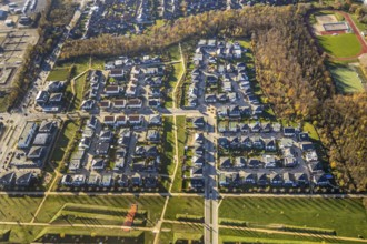 Aerial view, Dicksche Heide development area, Niederberg Park, Neukirchen, Neukirchen-Vluyn, Ruhr