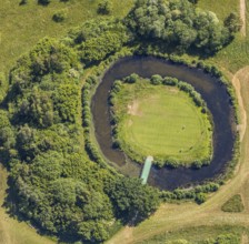 Aerial view, golf course golf club Op de Niep, Neukirchen-Vluyn, Lower Rhine, North