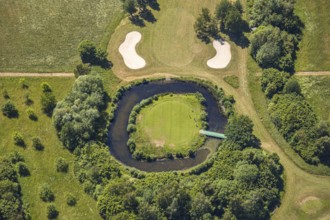 Aerial view, golf course golf club Op de Niep, Neukirchen-Vluyn, Lower Rhine, North