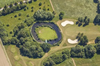 Aerial view, golf course golf club Op de Niep, Neukirchen-Vluyn, Lower Rhine, North
