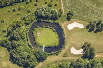 Aerial view, golf course golf club Op de Niep, Neukirchen-Vluyn, Lower Rhine, North