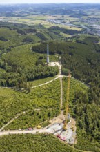 Aerial view, construction of wind turbines north of Neuenrade, Sauerland, North Rhine-Westphalia,